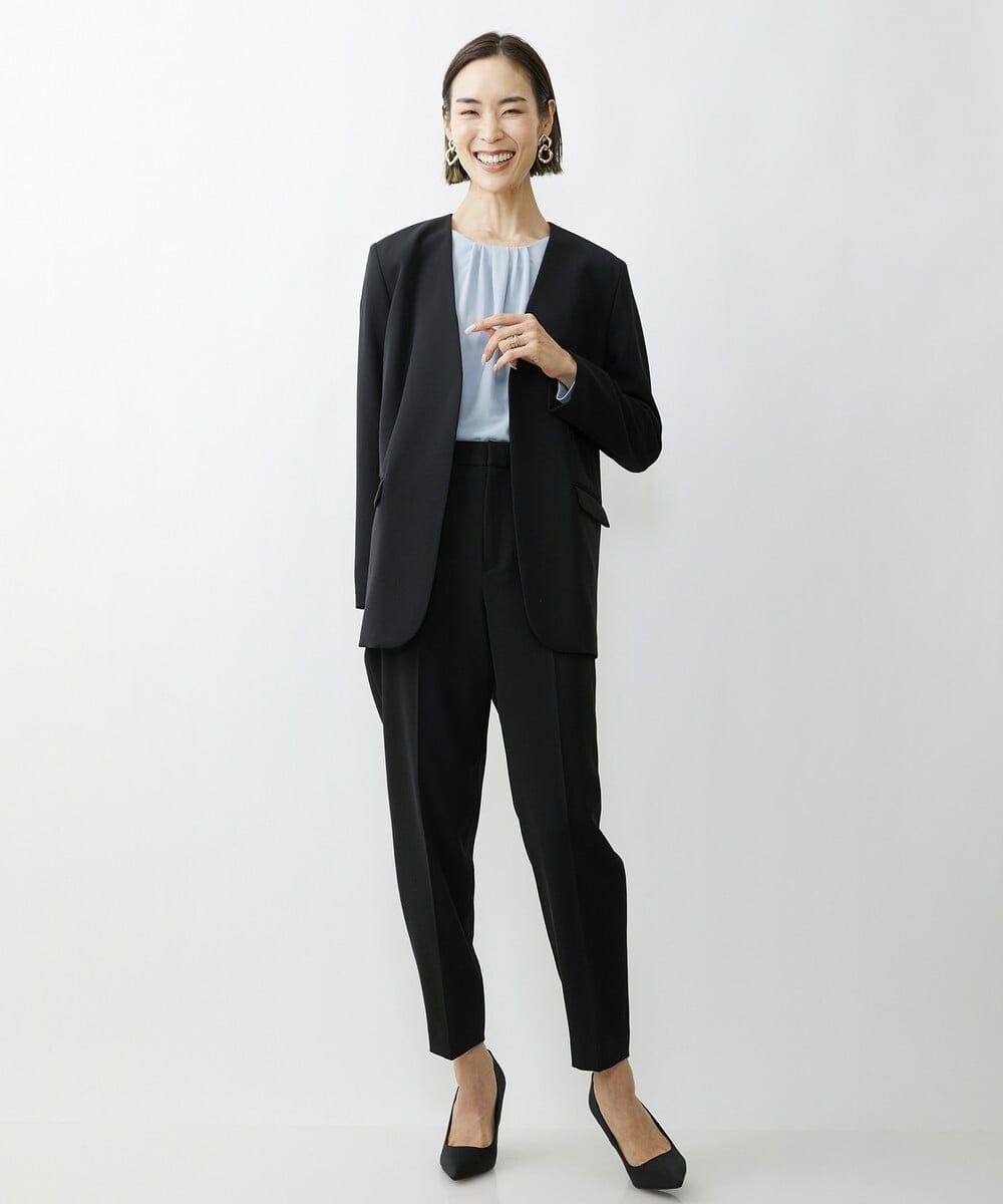 F6LAV35230 MICHEL KLEIN(小さいサイズ)(メゾン ドゥ サンク) [小さいサイズ]ストレッチツイルテーパードパンツ/セットアップ対応 ネイビー(57)
