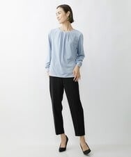 F6LAV35230 MICHEL KLEIN(小さいサイズ)(メゾン ドゥ サンク) [小さいサイズ]ストレッチツイルテーパードパンツ/セットアップ対応 ネイビー(57)