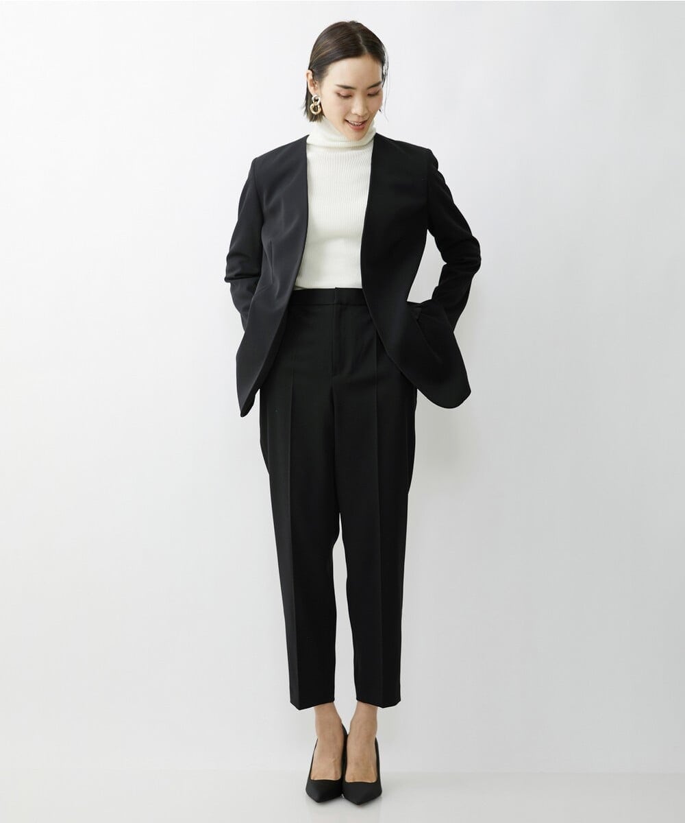 F6LAV35230 MICHEL KLEIN(小さいサイズ)(メゾン ドゥ サンク) [小さいサイズ]ストレッチツイルテーパードパンツ/セットアップ対応 ネイビー(57)