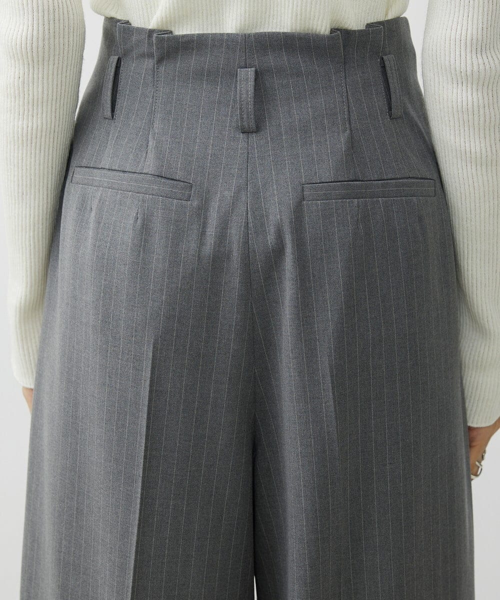 F6LAV39230 MICHEL KLEIN(小さいサイズ)(メゾン ドゥ サンク) [小さいサイズ]2WAYストレッチハイウエストバレルパンツ グレーストライプ(92)