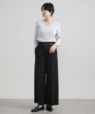 F6LAV39230 MICHEL KLEIN(小さいサイズ)(メゾン ドゥ サンク) [小さいサイズ]2WAYストレッチハイウエストバレルパンツ グレーストライプ(92)