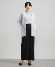 F6LAV39230 MICHEL KLEIN(小さいサイズ)(メゾン ドゥ サンク) [小さいサイズ]2WAYストレッチハイウエストバレルパンツ グレーストライプ(92)