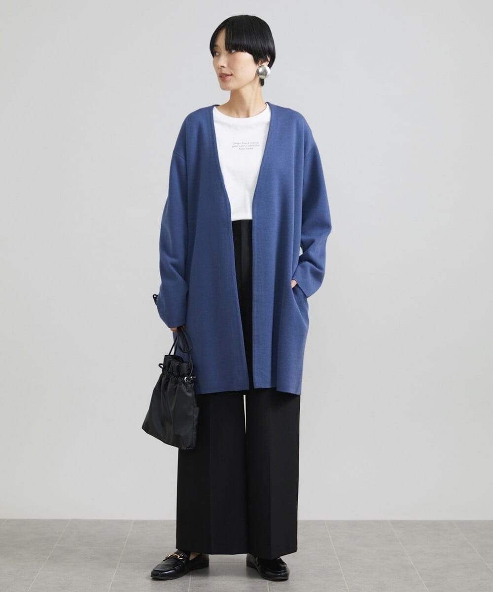 F6LAV39230 MICHEL KLEIN(小さいサイズ)(メゾン ドゥ サンク) [小さいサイズ]2WAYストレッチハイウエストバレルパンツ グレーストライプ(92)