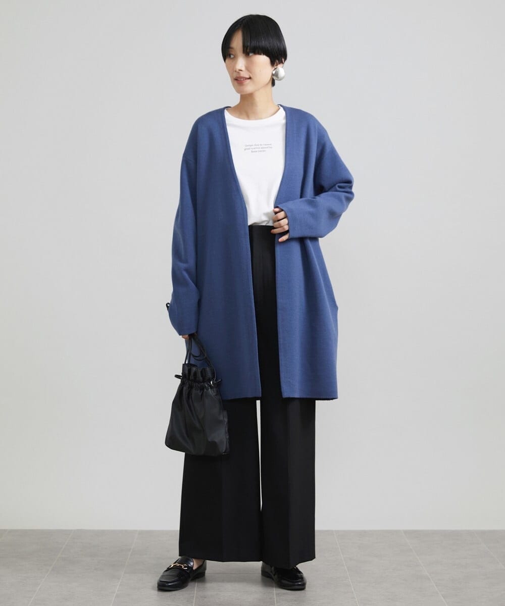 F6LAV39230 MICHEL KLEIN(小さいサイズ)(メゾン ドゥ サンク) [小さいサイズ]2WAYストレッチハイウエストバレルパンツ グレーストライプ(92)