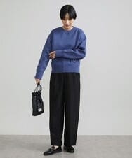 F6LAV39230 MICHEL KLEIN(小さいサイズ)(メゾン ドゥ サンク) [小さいサイズ]2WAYストレッチハイウエストバレルパンツ グレーストライプ(92)