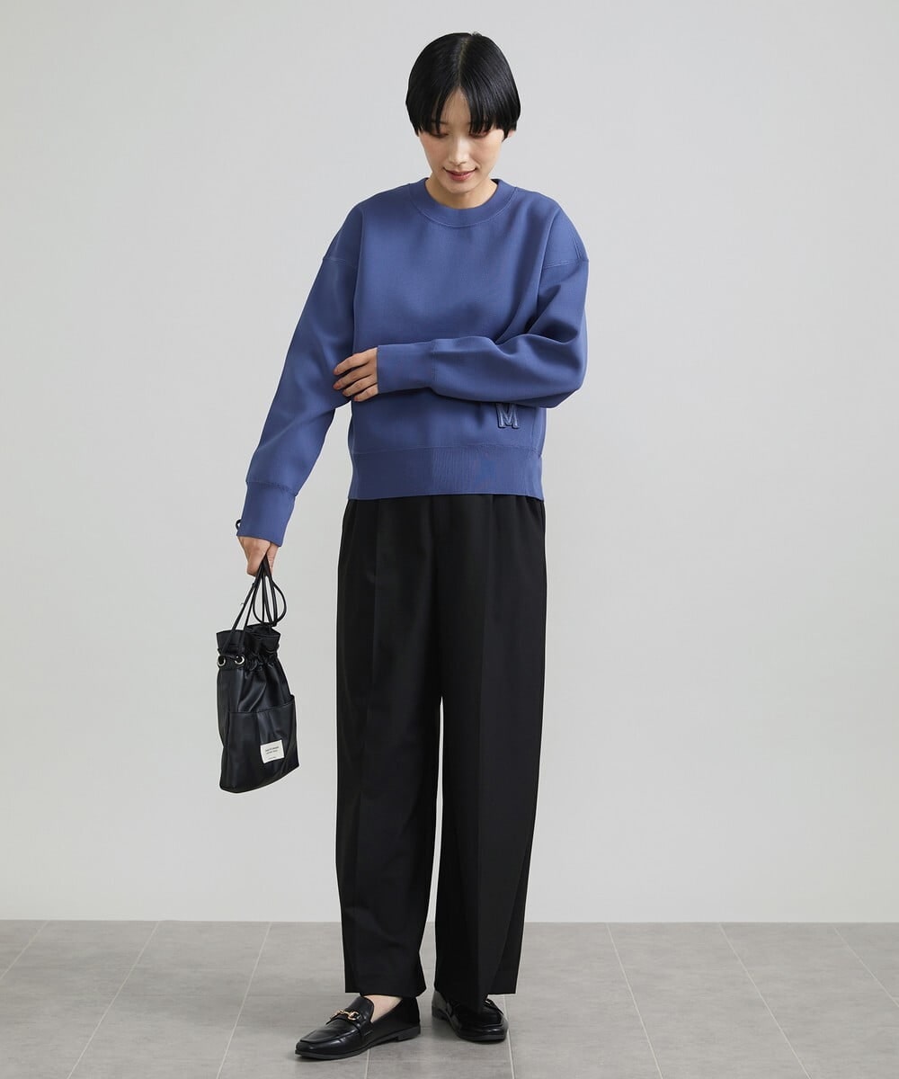 F6LAV39230 MICHEL KLEIN(小さいサイズ)(メゾン ドゥ サンク) [小さいサイズ]2WAYストレッチハイウエストバレルパンツ グレーストライプ(92)