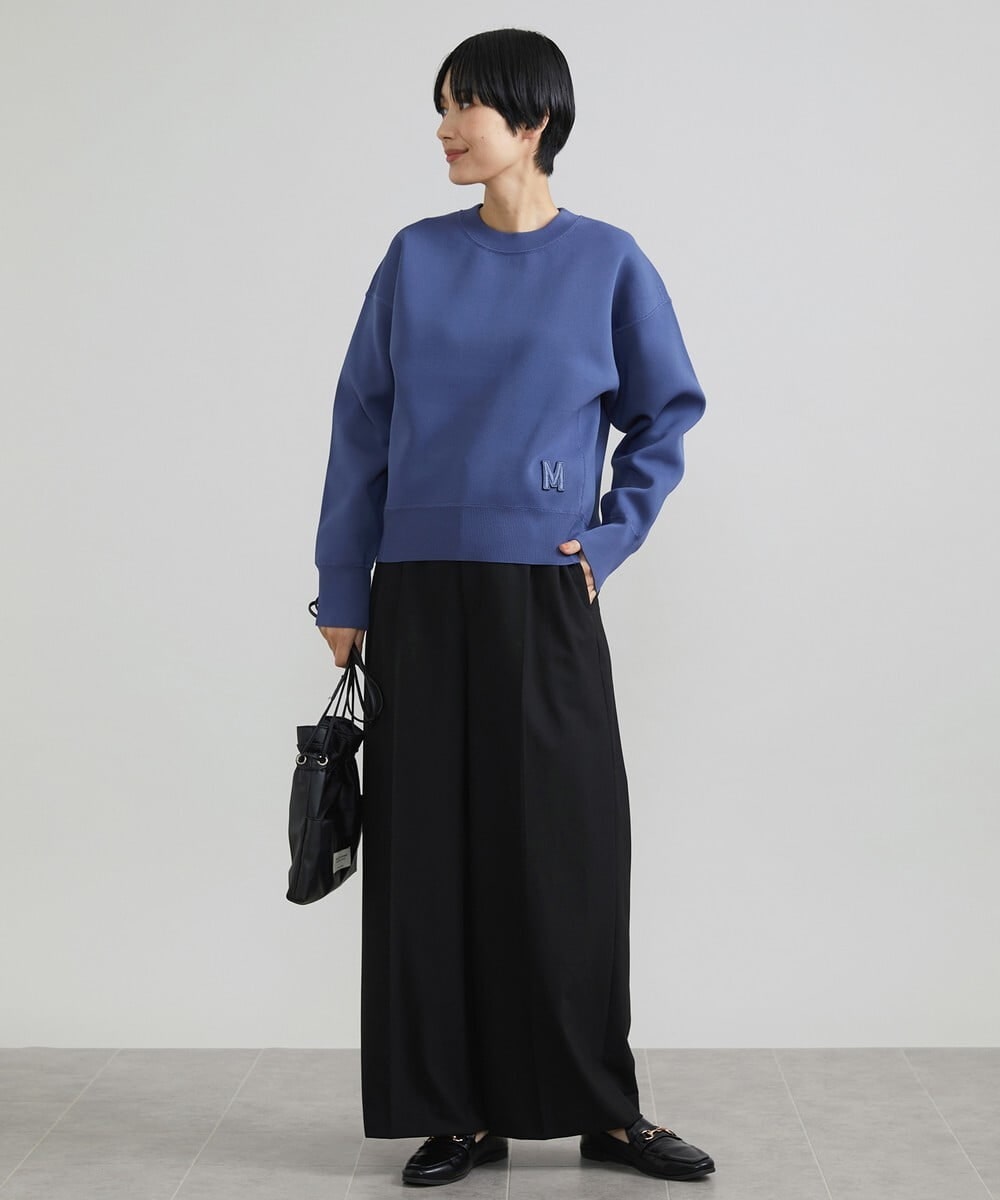 F6LAV39230 MICHEL KLEIN(小さいサイズ)(メゾン ドゥ サンク) [小さいサイズ]2WAYストレッチハイウエストバレルパンツ グレーストライプ(92)