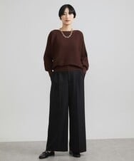 F6LAV39230 MICHEL KLEIN(小さいサイズ)(メゾン ドゥ サンク) [小さいサイズ]2WAYストレッチハイウエストバレルパンツ グレーストライプ(92)