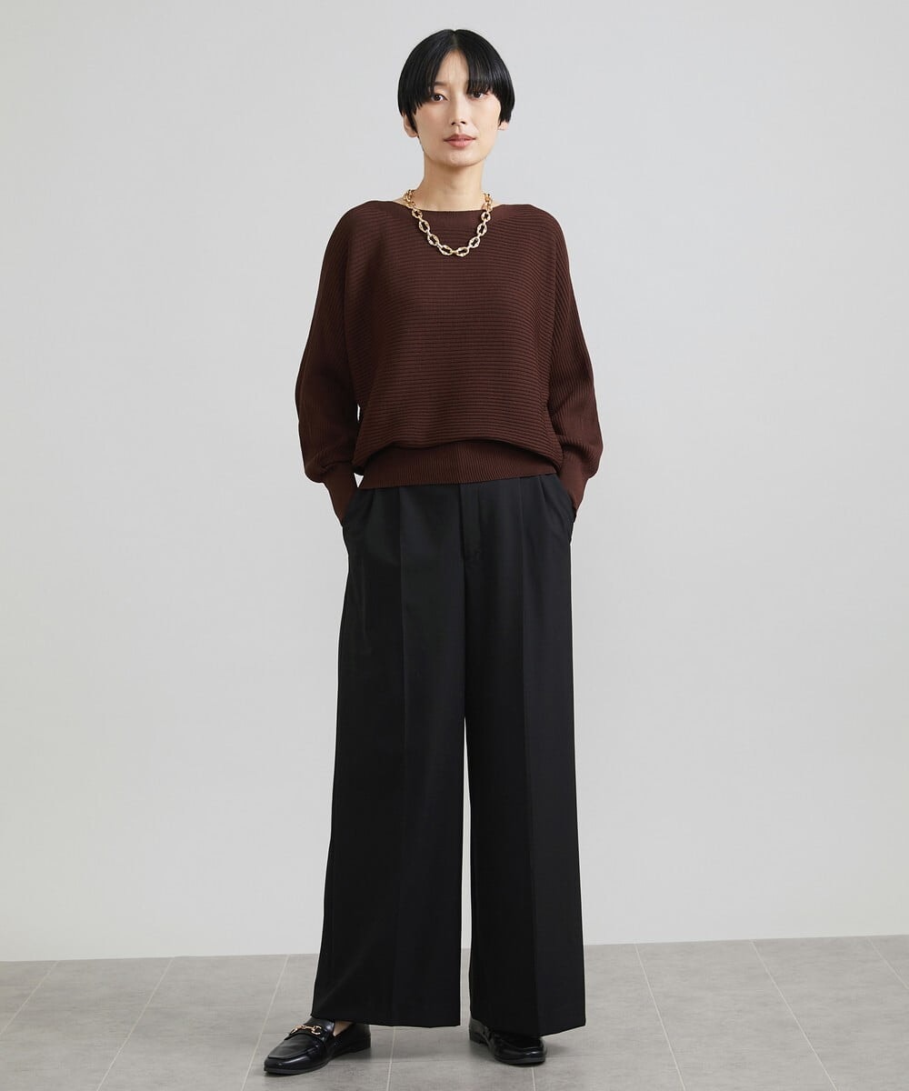 F6LAV39230 MICHEL KLEIN(小さいサイズ)(メゾン ドゥ サンク) [小さいサイズ]2WAYストレッチハイウエストバレルパンツ グレーストライプ(92)