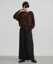 F6LAV39230 MICHEL KLEIN(小さいサイズ)(メゾン ドゥ サンク) [小さいサイズ]2WAYストレッチハイウエストバレルパンツ グレーストライプ(92)