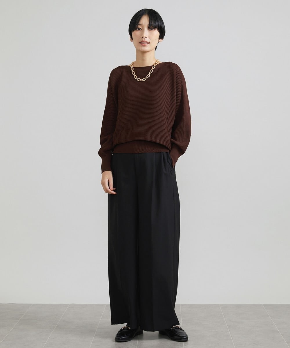 F6LAV39230 MICHEL KLEIN(小さいサイズ)(メゾン ドゥ サンク) [小さいサイズ]2WAYストレッチハイウエストバレルパンツ グレーストライプ(92)