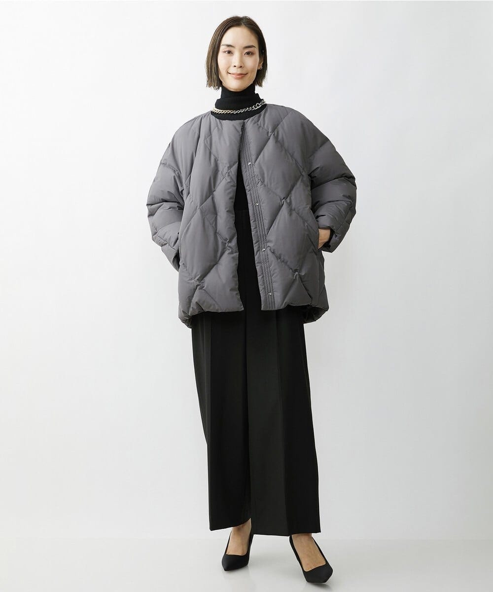 F6LAV39230 MICHEL KLEIN(小さいサイズ)(メゾン ドゥ サンク) [小さいサイズ]2WAYストレッチハイウエストバレルパンツ グレーストライプ(92)