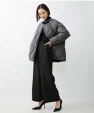 F6LAV39230 MICHEL KLEIN(小さいサイズ)(メゾン ドゥ サンク) [小さいサイズ]2WAYストレッチハイウエストバレルパンツ グレーストライプ(92)