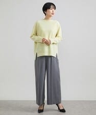 F6LAV39230 MICHEL KLEIN(小さいサイズ)(メゾン ドゥ サンク) [小さいサイズ]2WAYストレッチハイウエストバレルパンツ グレーストライプ(92)