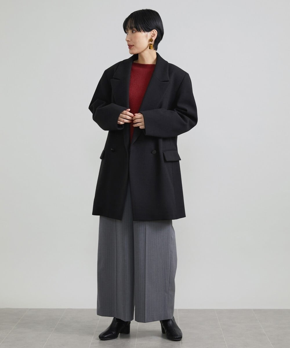 F6LAV39230 MICHEL KLEIN(小さいサイズ)(メゾン ドゥ サンク) [小さいサイズ]2WAYストレッチハイウエストバレルパンツ グレーストライプ(92)