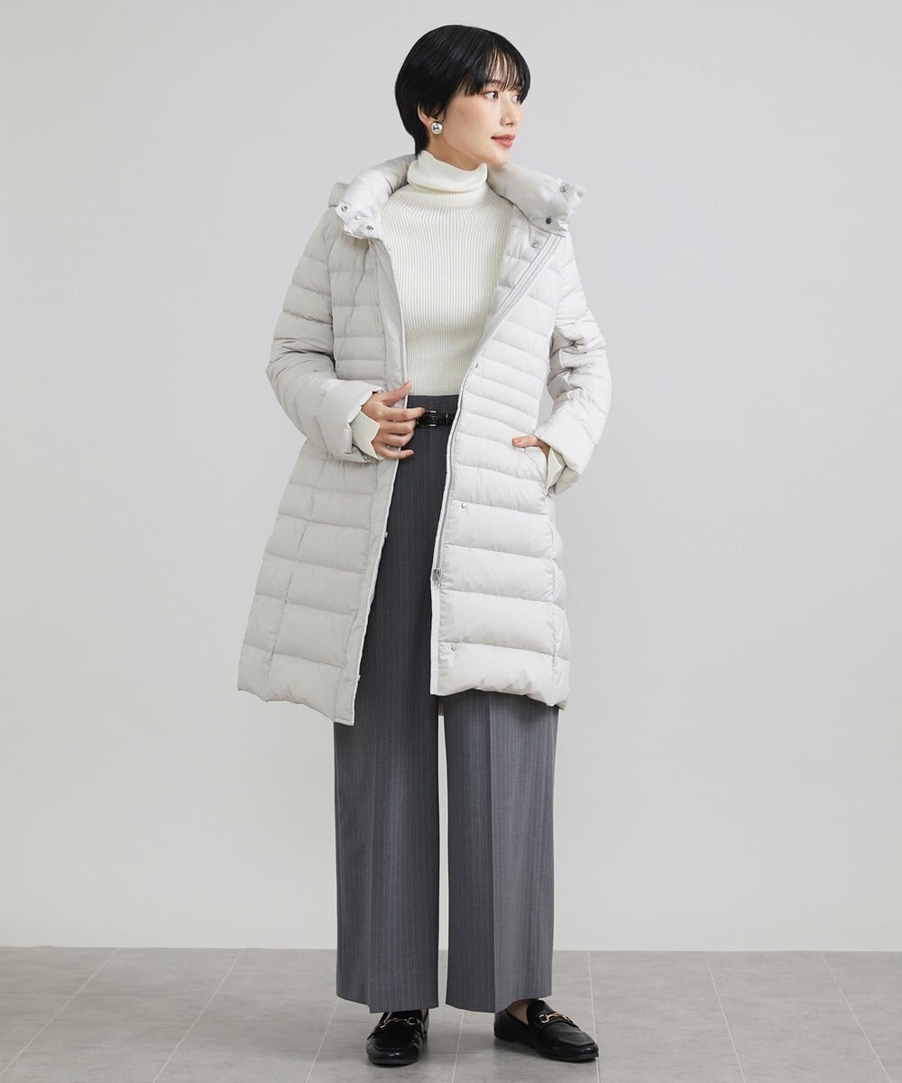 F6LAV39230 MICHEL KLEIN(小さいサイズ)(メゾン ドゥ サンク) [小さいサイズ]2WAYストレッチハイウエストバレルパンツ グレーストライプ(92)