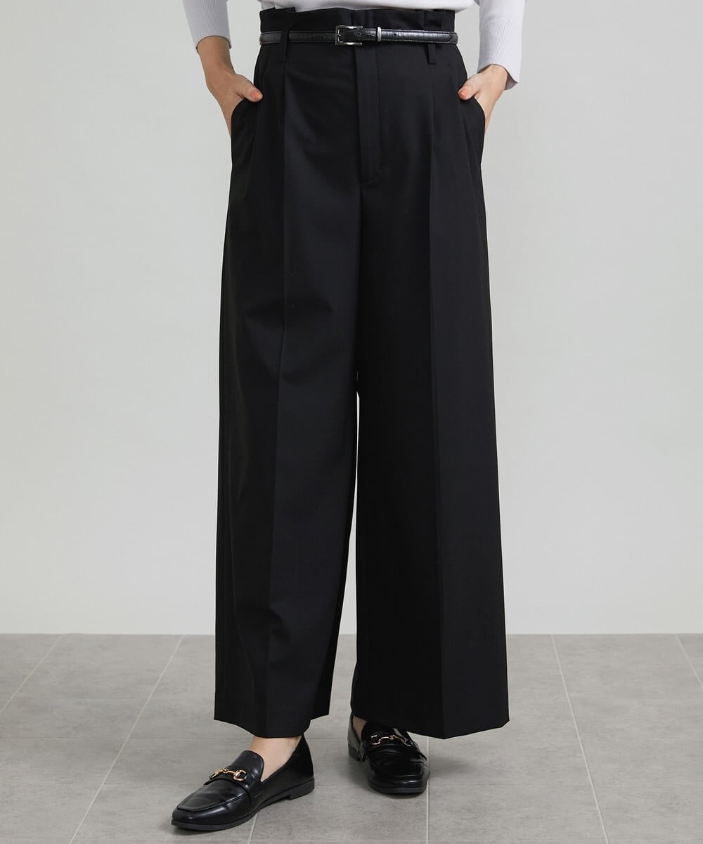 F6LAV39230 MICHEL KLEIN(小さいサイズ)(メゾン ドゥ サンク) [小さいサイズ]2WAYストレッチハイウエストバレルパンツ グレーストライプ(92)
