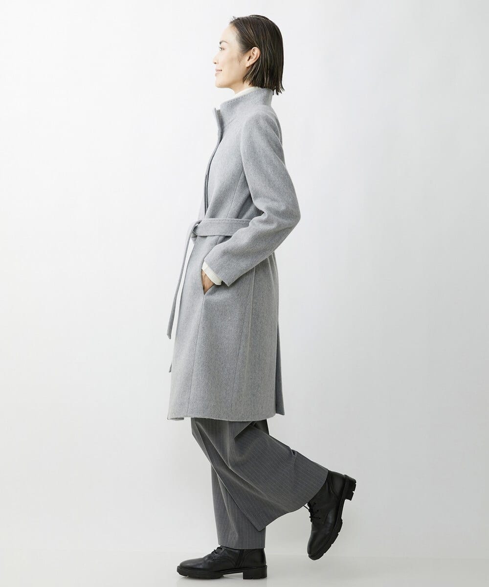 F6LAV39230 MICHEL KLEIN(小さいサイズ)(メゾン ドゥ サンク) [小さいサイズ]2WAYストレッチハイウエストバレルパンツ グレーストライプ(92)