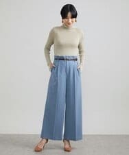 F6LAV39230 MICHEL KLEIN(小さいサイズ)(メゾン ドゥ サンク) [小さいサイズ]2WAYストレッチハイウエストバレルパンツ グレーストライプ(92)