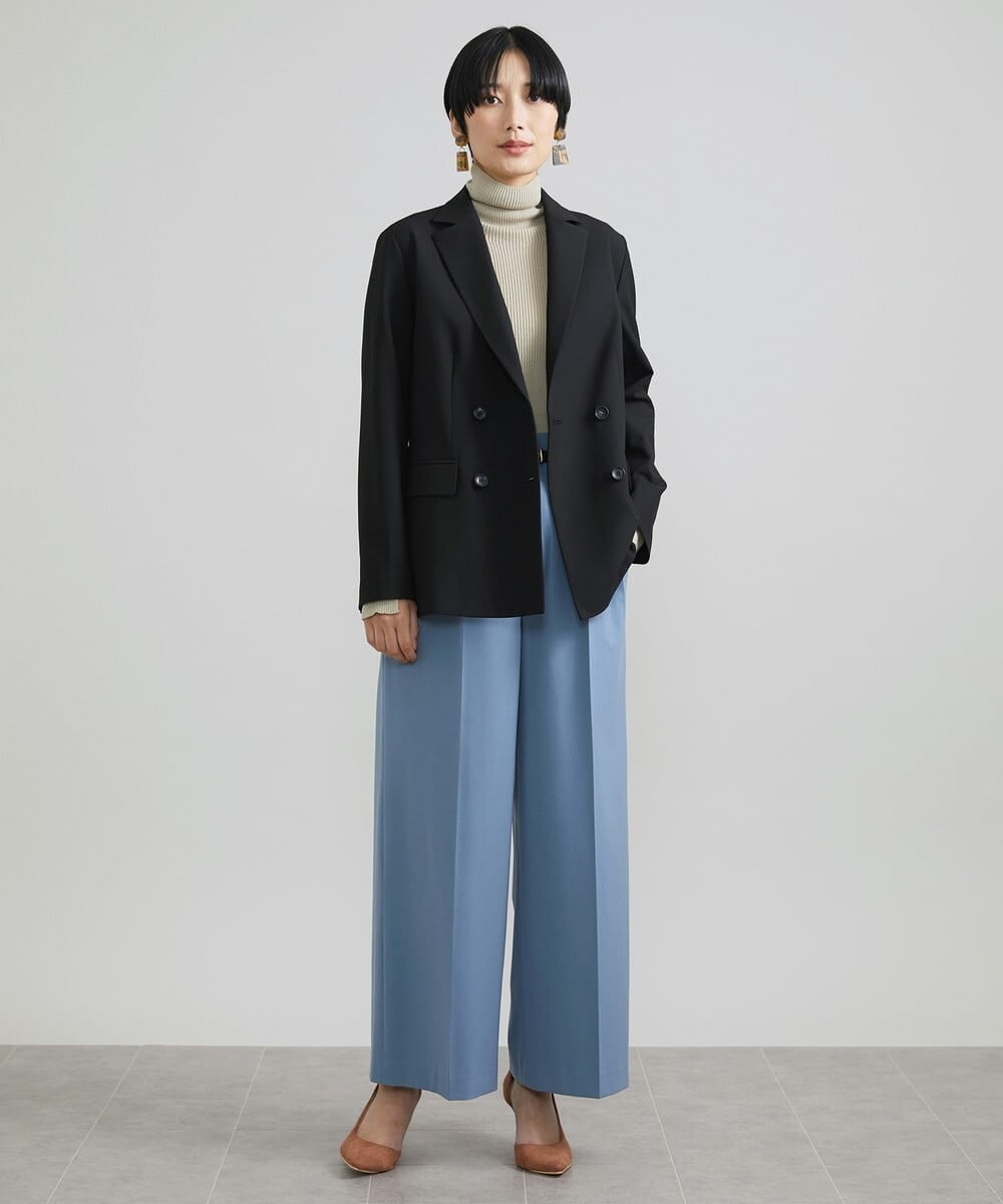 F6LAV39230 MICHEL KLEIN(小さいサイズ)(メゾン ドゥ サンク) [小さいサイズ]2WAYストレッチハイウエストバレルパンツ グレーストライプ(92)