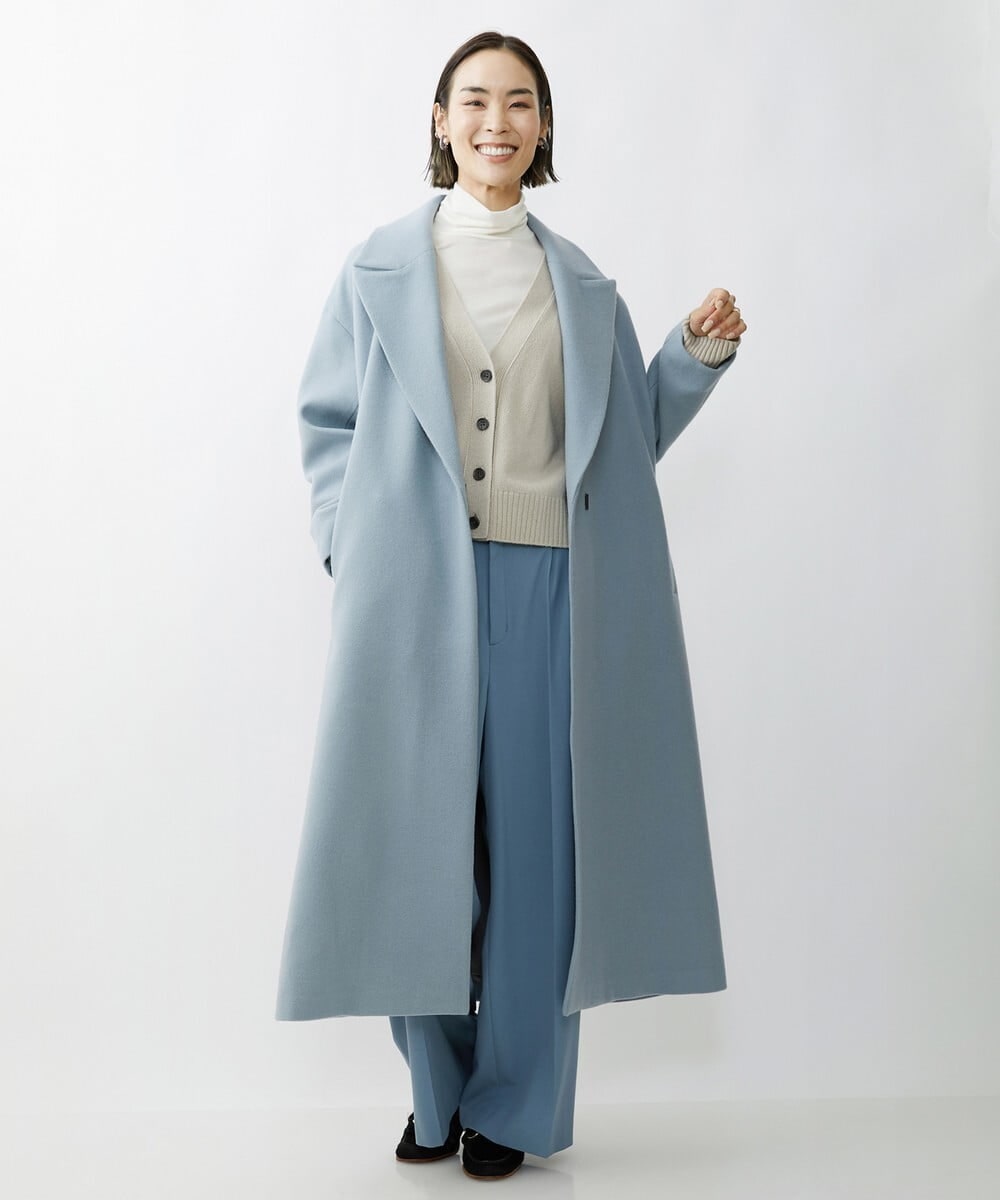 F6LAV39230 MICHEL KLEIN(小さいサイズ)(メゾン ドゥ サンク) [小さいサイズ]2WAYストレッチハイウエストバレルパンツ グレーストライプ(92)
