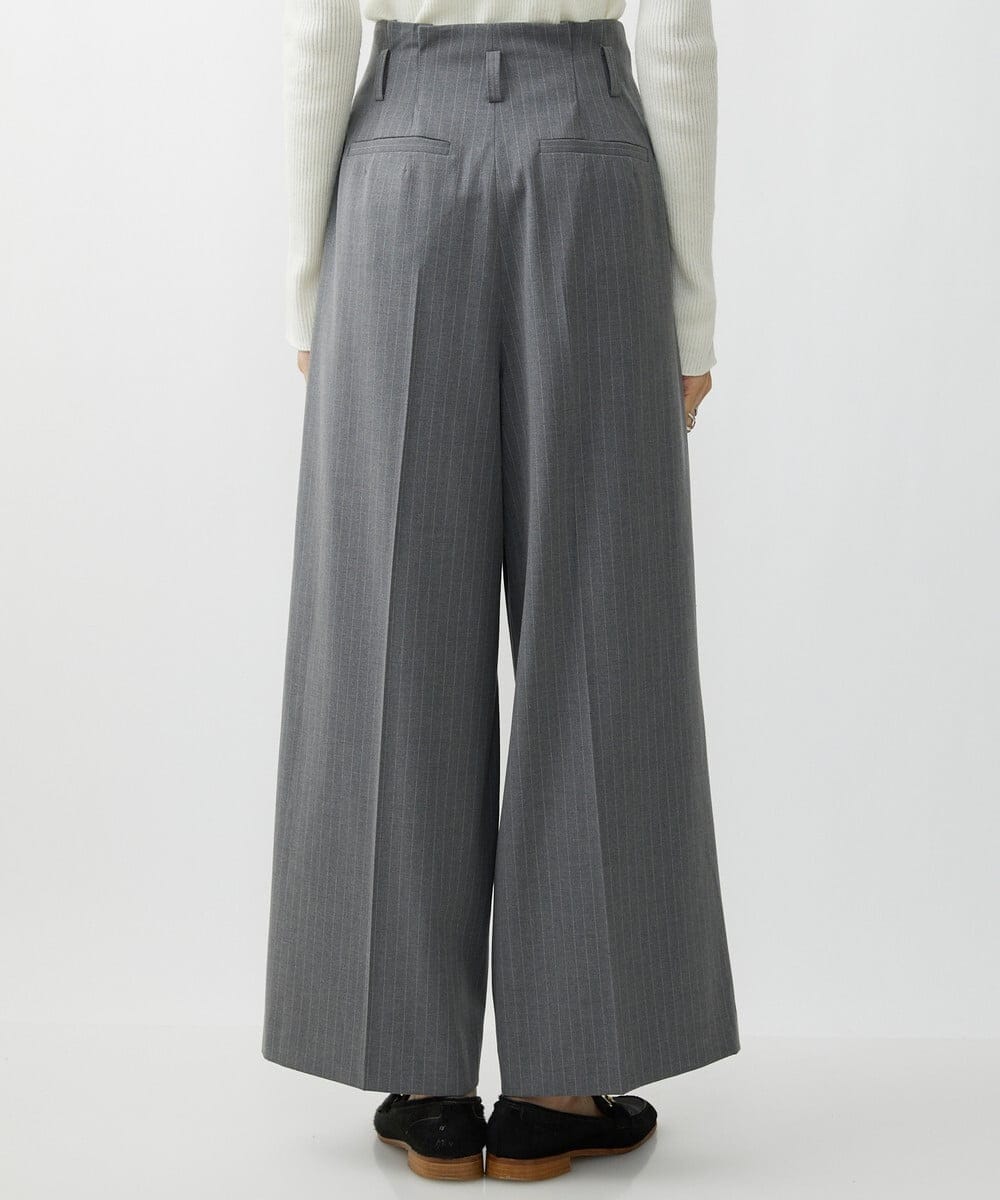 F6LAV39230 MICHEL KLEIN(小さいサイズ)(メゾン ドゥ サンク) [小さいサイズ]2WAYストレッチハイウエストバレルパンツ グレーストライプ(92)