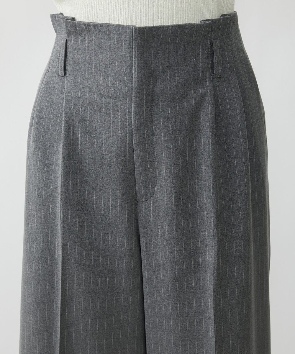 F6LAV39230 MICHEL KLEIN(小さいサイズ)(メゾン ドゥ サンク) [小さいサイズ]2WAYストレッチハイウエストバレルパンツ グレーストライプ(92)