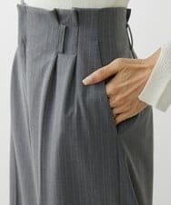 F6LAV39230 MICHEL KLEIN(小さいサイズ)(メゾン ドゥ サンク) [小さいサイズ]2WAYストレッチハイウエストバレルパンツ グレーストライプ(92)
