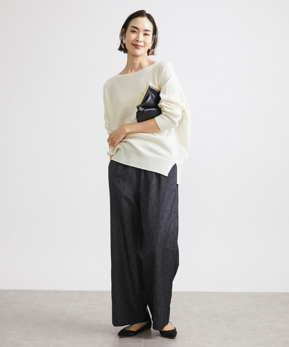 F6LAV55250 MICHEL KLEIN(小さいサイズ)(メゾン ドゥ サンク) [小さいサイズ]ドットジャカードイージーパンツ ブラック(94)