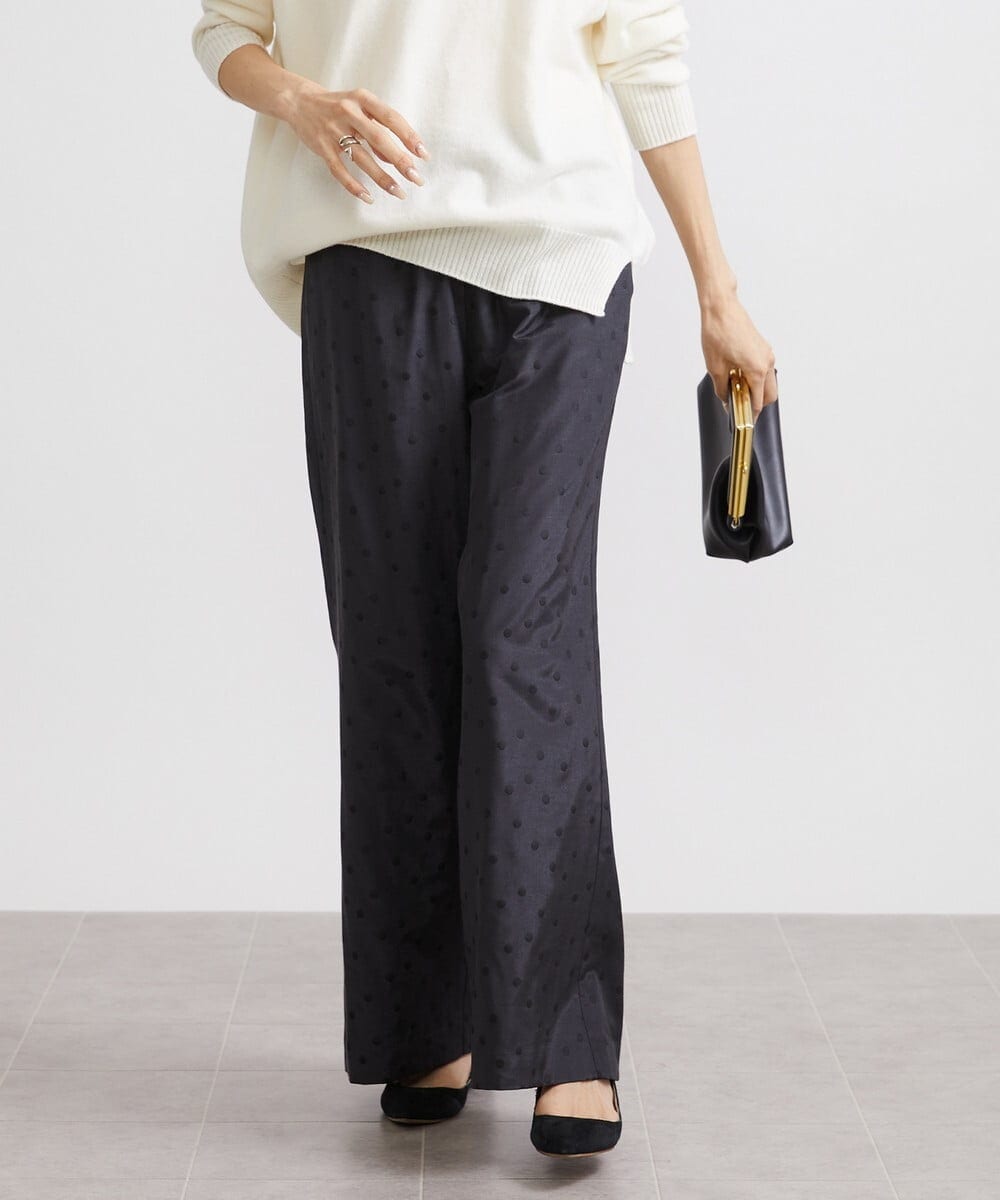 F6LAV55250 MICHEL KLEIN(小さいサイズ)(メゾン ドゥ サンク) [小さいサイズ]ドットジャカードイージーパンツ ブラック(94)