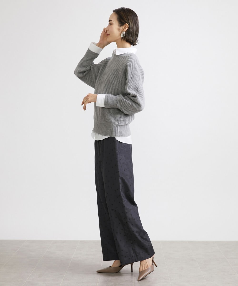 F6LAV55250 MICHEL KLEIN(小さいサイズ)(メゾン ドゥ サンク) [小さいサイズ]ドットジャカードイージーパンツ ブラック(94)