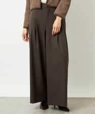 F6LBD28220 MICHEL KLEIN(小さいサイズ)(メゾン ドゥ サンク) [小さいサイズ]チェック柄2タックワイドパンツ ブラウン