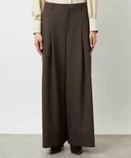 F6LBD28220 MICHEL KLEIN(小さいサイズ)(メゾン ドゥ サンク) [小さいサイズ]チェック柄2タックワイドパンツ ブラウン