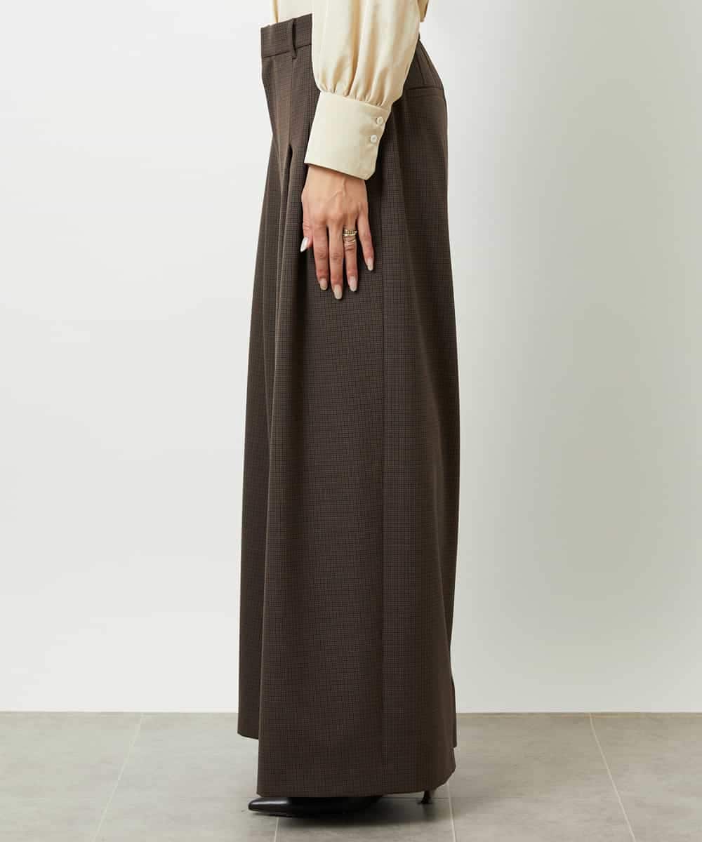 F6LBD28220 MICHEL KLEIN(小さいサイズ)(メゾン ドゥ サンク) [小さいサイズ]チェック柄2タックワイドパンツ ブラウン