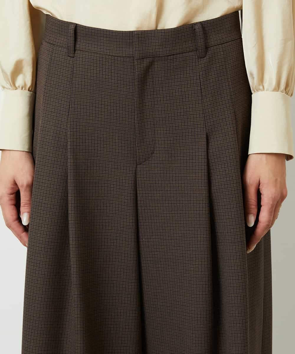 F6LBD28220 MICHEL KLEIN(小さいサイズ)(メゾン ドゥ サンク) [小さいサイズ]チェック柄2タックワイドパンツ ブラウン