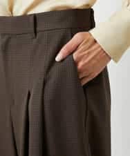 F6LBD28220 MICHEL KLEIN(小さいサイズ)(メゾン ドゥ サンク) [小さいサイズ]チェック柄2タックワイドパンツ ブラウン