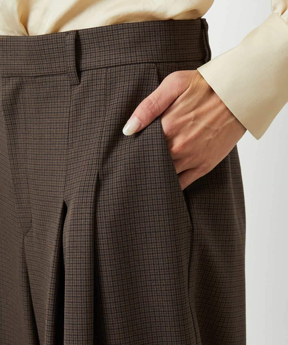 F6LBD28220 MICHEL KLEIN(小さいサイズ)(メゾン ドゥ サンク) [小さいサイズ]チェック柄2タックワイドパンツ ブラウン