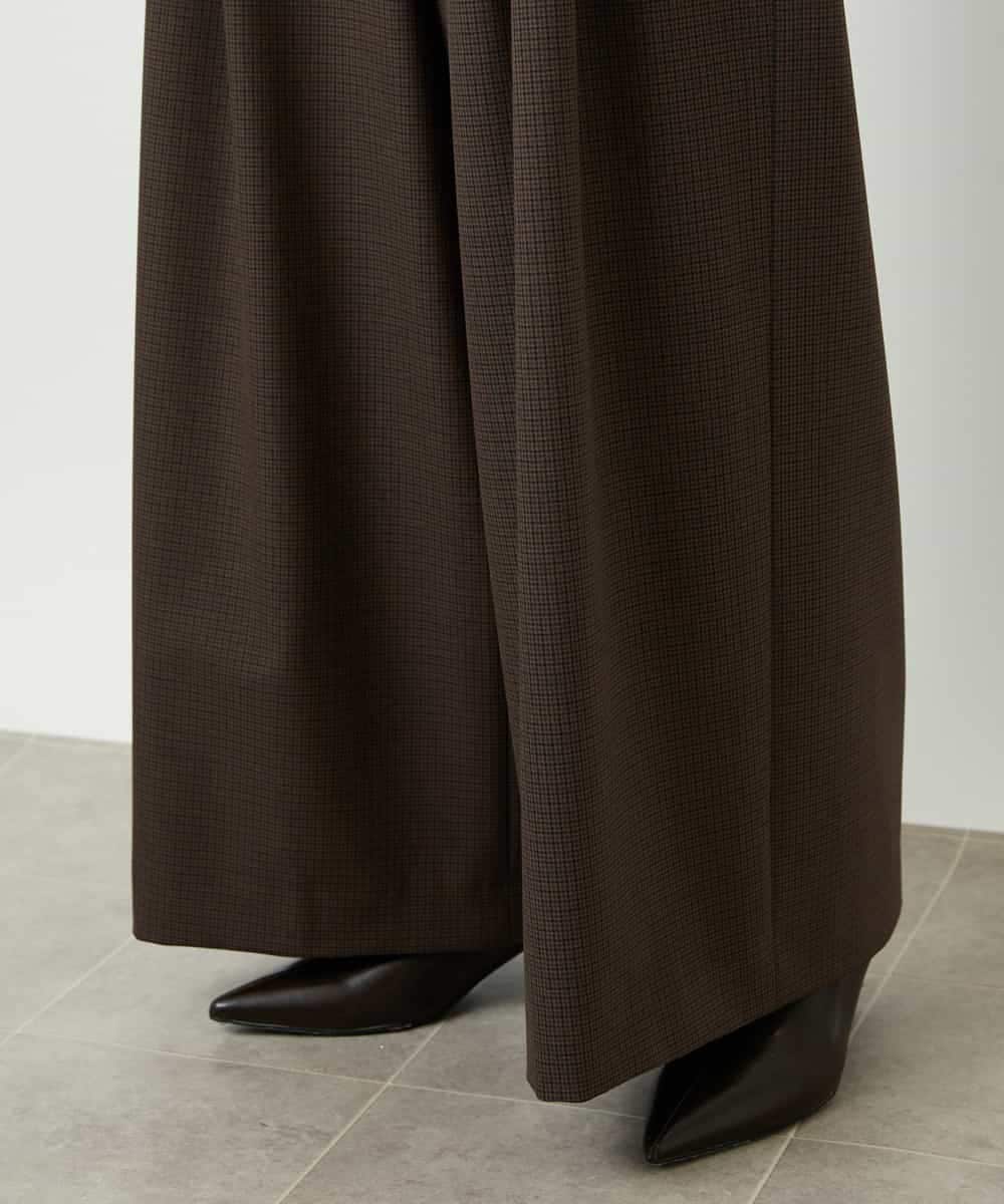 F6LBD28220 MICHEL KLEIN(小さいサイズ)(メゾン ドゥ サンク) [小さいサイズ]チェック柄2タックワイドパンツ ブラウン