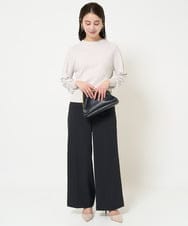 F6LDA04230 MICHEL KLEIN(小さいサイズ)(メゾン ドゥ サンク) [小さいサイズ]ツイルワイドパンツ(多機能素材/セットアップ対応/洗える) ブラック