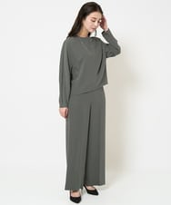 F6LDA08210 MICHEL KLEIN(小さいサイズ)(メゾン ドゥ サンク) [小さいサイズ]ワイドパンツ(セットアップ対応/洗える) ネイビー