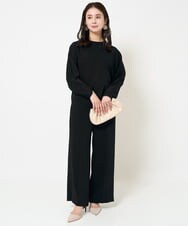 F6LDA08210 MICHEL KLEIN(小さいサイズ)(メゾン ドゥ サンク) [小さいサイズ]ワイドパンツ(セットアップ対応/洗える) ネイビー