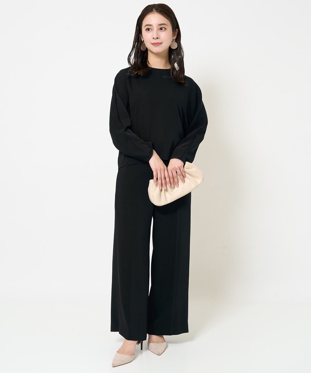F6LDA08210 MICHEL KLEIN(小さいサイズ)(メゾン ドゥ サンク) [小さいサイズ]ワイドパンツ(セットアップ対応/洗える) ネイビー
