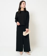 F6LDA08210 MICHEL KLEIN(小さいサイズ)(メゾン ドゥ サンク) [小さいサイズ]ワイドパンツ(セットアップ対応/洗える) ネイビー