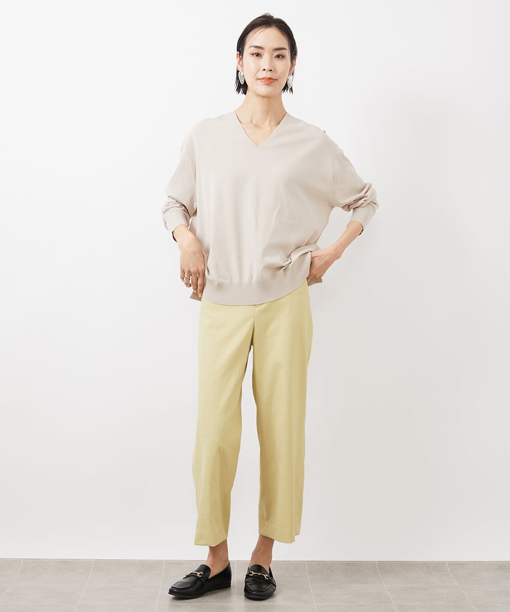 F6LDA17180 MICHEL KLEIN(小さいサイズ)(メゾン ドゥ サンク) [小さいサイズ]ドライストレッチワイドパンツ(定番人気) ライトイエロー