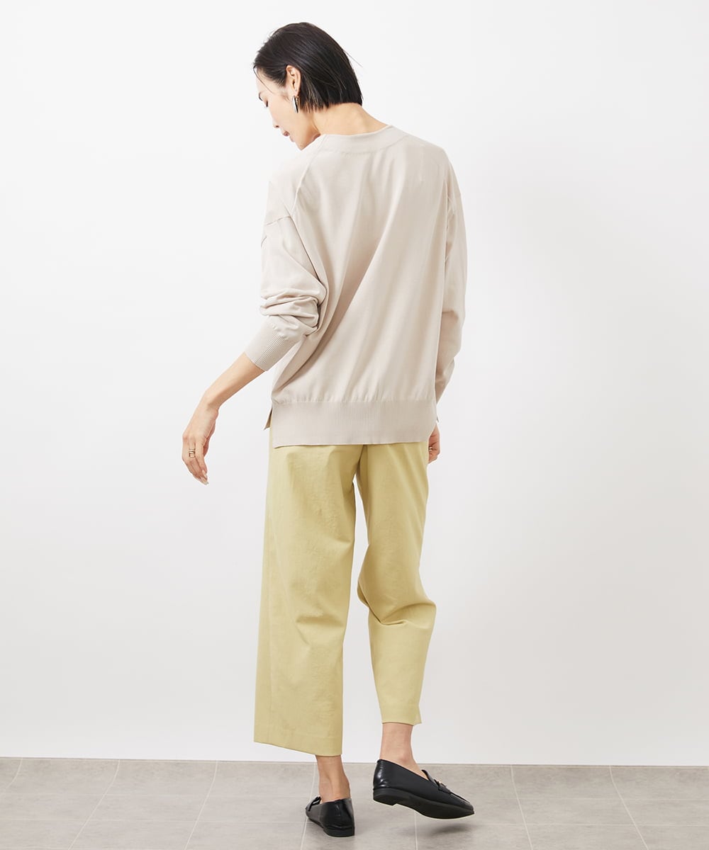 F6LDA17180 MICHEL KLEIN(小さいサイズ)(メゾン ドゥ サンク) [小さいサイズ]ドライストレッチワイドパンツ(定番人気) ライトイエロー