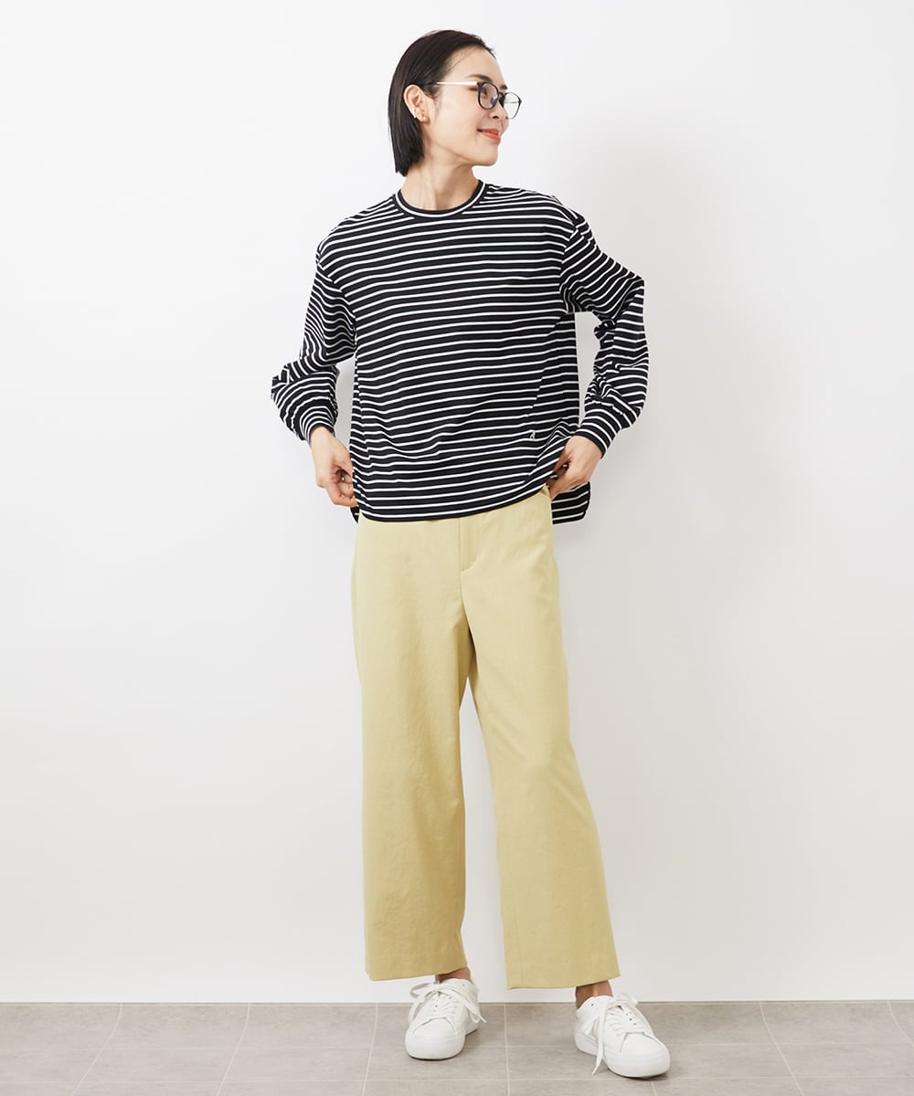 F6LDA17180 MICHEL KLEIN(小さいサイズ)(メゾン ドゥ サンク) [小さいサイズ]ドライストレッチワイドパンツ(定番人気) ライトイエロー