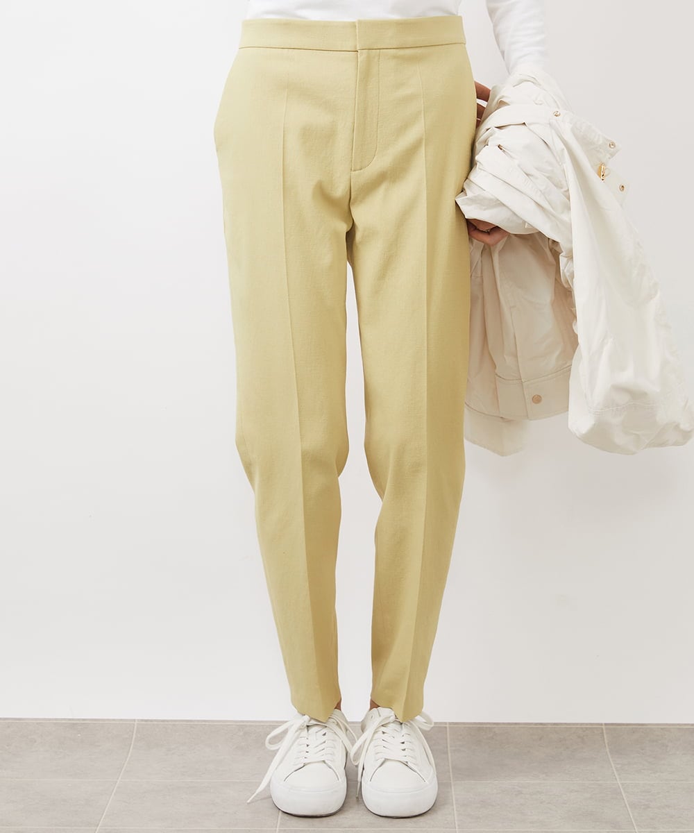 F6LDA18200 MICHEL KLEIN(小さいサイズ)(メゾン ドゥ サンク) [小さいサイズ]ドライストレッチテーパードパンツ(定番素材) ライトイエロー