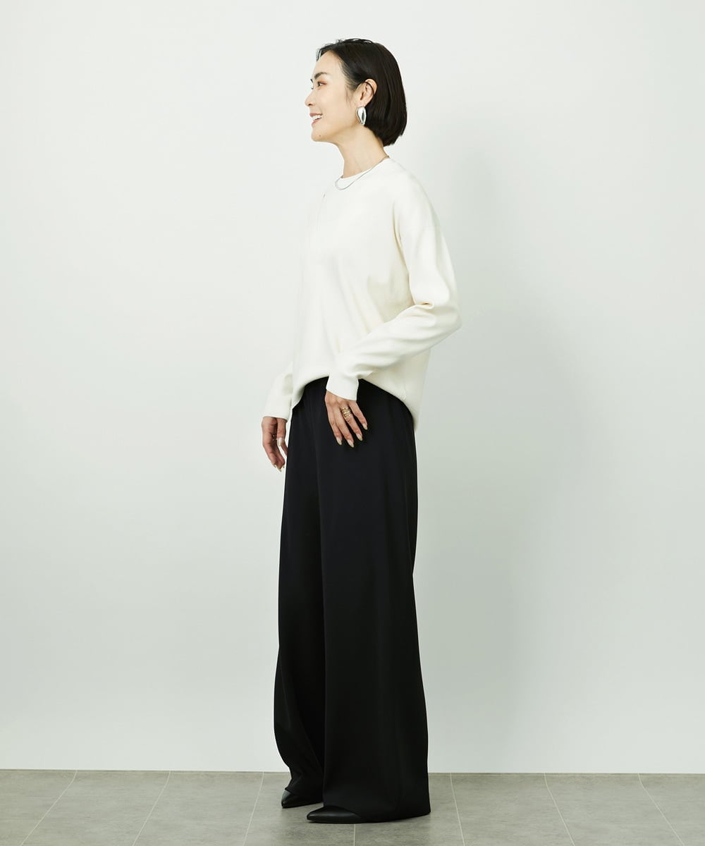 F6LDD02220 MICHEL KLEIN(小さいサイズ)(メゾン ドゥ サンク) [小さいサイズ][コージーボトム]シームレスワイドパンツ ライトグレー