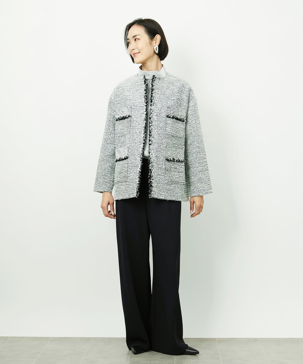 F6LDD02220 MICHEL KLEIN(小さいサイズ)(メゾン ドゥ サンク) [小さいサイズ][コージーボトム]シームレスワイドパンツ ライトグレー