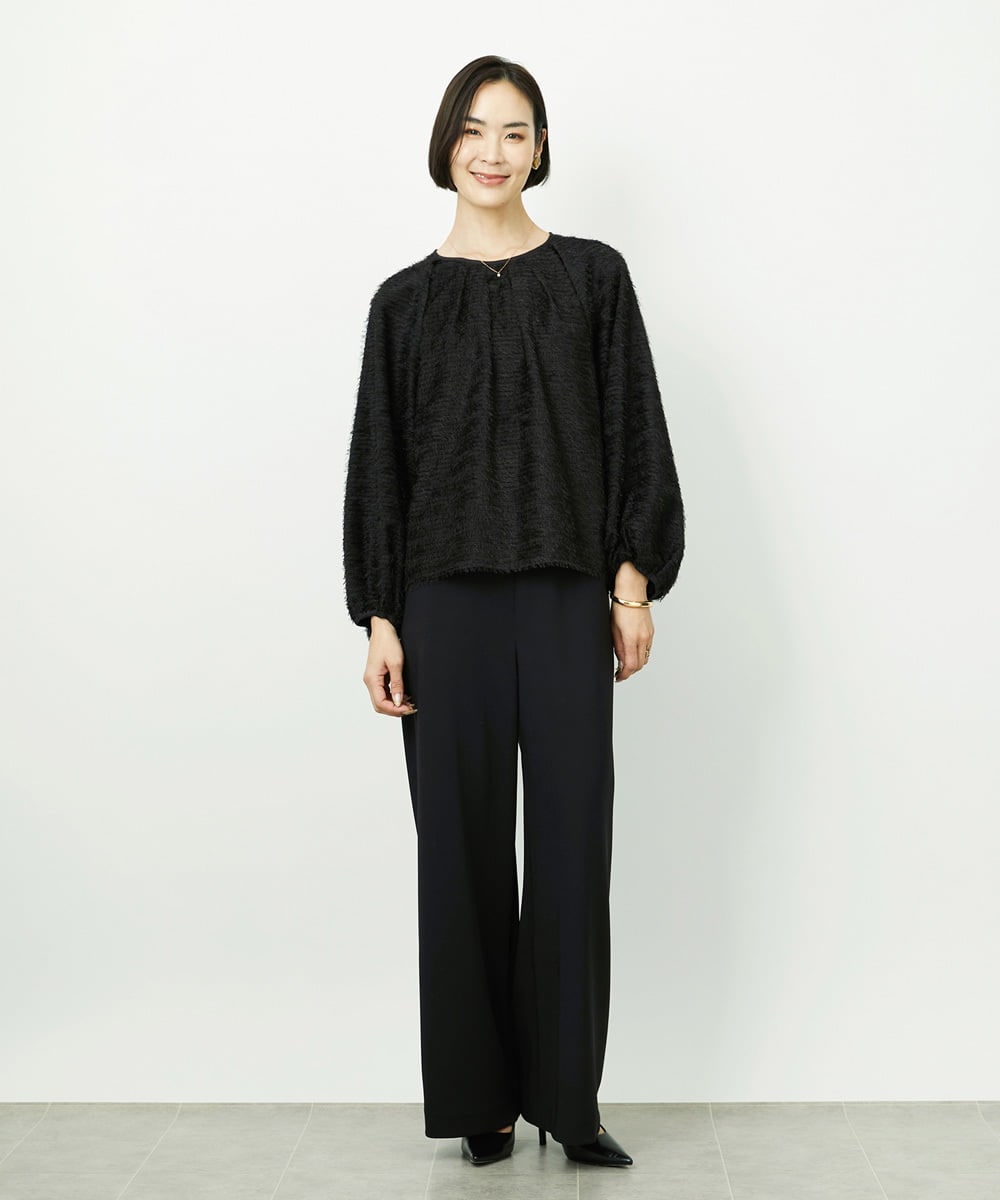 F6LDD02220 MICHEL KLEIN(小さいサイズ)(メゾン ドゥ サンク) [小さいサイズ][コージーボトム]シームレスワイドパンツ ライトグレー